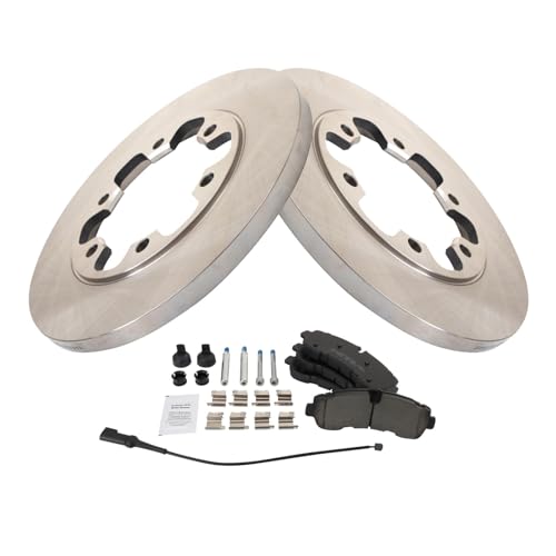Image of TRQ Rear Brake Pad and Rotor Set Ceramic Solid Rotors Compatible with 2020-2022 Ford Transit-350 HD