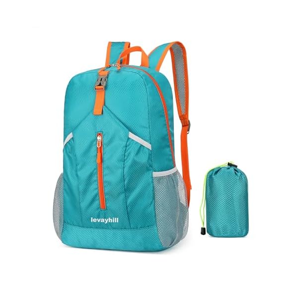 levayhill 25L Foldable Hiking Backpack Lightweight Packable Basic-Daypack Collapsible Bag Water-Resistant Travel Men Women Camping Cycling Outdoor (Lake Blue)
