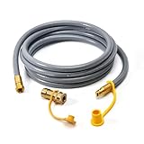 ABYDA 12 Feet 3/8' ID Natural Gas Grill Hose with Quick Connect Fittings, Ideal Natural Gas Line for Grills, Pizza Ovens, Heaters, and More Low Pressure Appliances