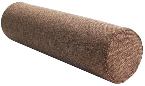 YHXAIQ Coussin Boudin Long en Lin Doux et Confortable - pour Tête, Dos, Jambes, Yoga, Lit et Canapé(Brown,10 x 50 cm)