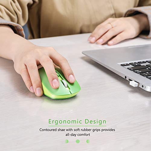 Seenda Wireless Mouse, 2.4G Wireless Computer Mouse With Nano Receiver 3 Adjustable Dpi Levels, Portable Mobile Optical Mice For Laptop, Pc, Chromebook, Computer, Notebook (Green) #TOP4