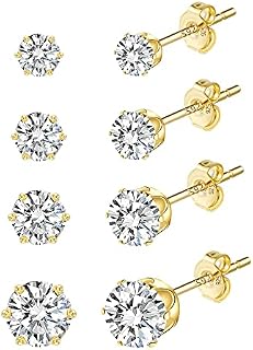 Gold Stud Earrings Set Diamond Stud Earrings Gold Small Stud Earrings Pack for Women Men