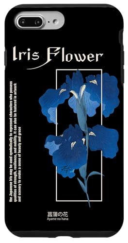 Flor iris japonés en onda vapor 90s retro grunge estética Carcasa para iPhone 7 Plus/8 Plus