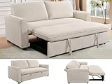 ZIGHTH 78'' Queen Size Sleeper Sofa Couch with Pull Out Bed, Comfortable Sofas with Adjustable Backrest, Convertible Futon Loveseat Couches Bed for Living Room, Bedroom, Small Space, Beige
