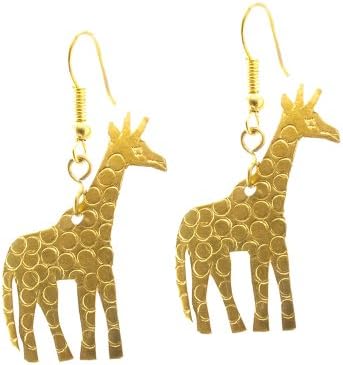 Maisha Fair Trade Hammered Brass Giraffe Drop Earring