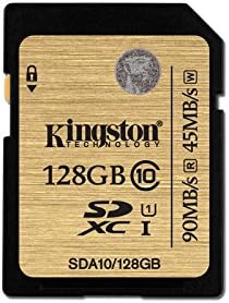 Kingston Digital 128GB SDXC Class 10 UHS-I 90R/45W Flash Card (SDA10/128GB)