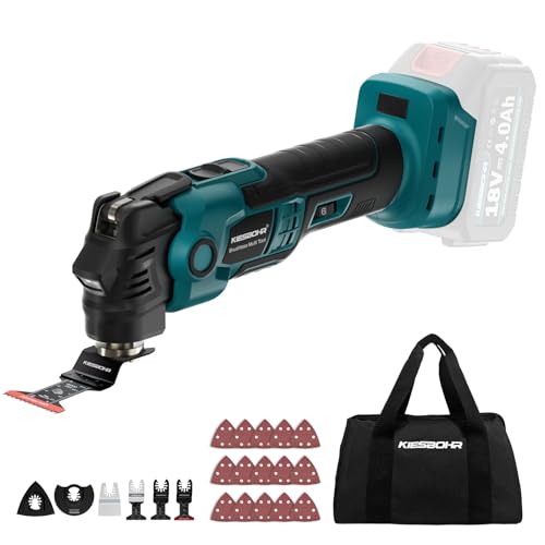 KIESBOHR Multifunktionswerkzeug Kompatibel mit Makita 18V Akkus CSM001 Bürstenloser Oszillationswerkzeug für Heimwerker DIY mit Dämpfungssystem 3.6 Oszillationswinkel 6000-20000 U/min(ohne Akku)