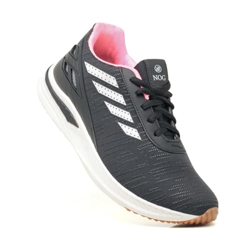 Tênis Feminino Esportivo Para Academia De Corrida Caminhada Confortável (Preto/Rosa, BR, Adulto, Num