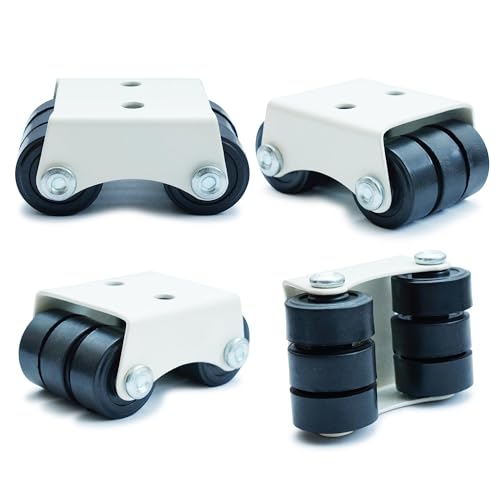Image of 6-Wheel Fixed Roller Furniture Castor Wheels, Mini Caster Wheels for Chair, Sofa & Furniture, 80-100 kg Load Capacity (Black, Set of 4)