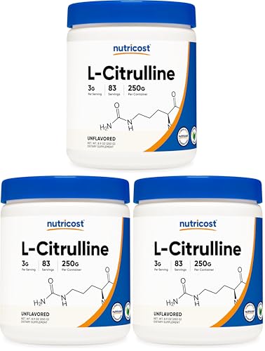 Image of Nutricost Pure L-Citrulline (Base) Powder 250 Grams (Pack of 3)
