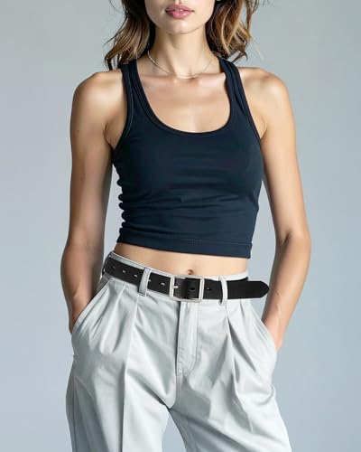 maikun Womens Leather Belt, Fashion Black Womens Belt for Jeans Pants, Easy to Match2