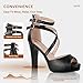 IDIFU Women's IN4 Platform Heels Strappy Chunky Heels for Women Dressy Peep Toe High Heels for Women Bridal Wedding Shoes for Bride On Evening Prom(Black Pu, 8 M US)