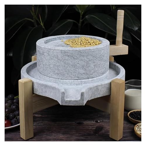 Hand Stone Mill - 13.8in Granite Manual Grain Mill for Easy Use & Smooth, Uniform Grinding - Perfect for Home & Kitchen, Ideal for Nut Butters & Flours