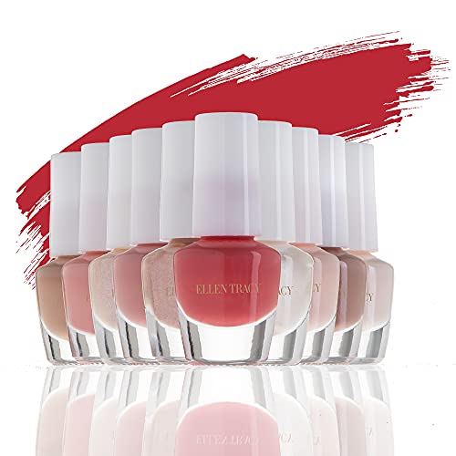 Ellen Tracy Nail Polish Set - Fingernail Polish for Women and Girls, 10 Mini Nail Polish Colors (Pink Glossy)