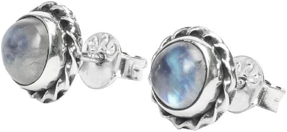 Gemstone Stud Post Earrings, 925 Sterling Silver Gemstone Earring 6 MM Round Girl Women Gift - Image 6