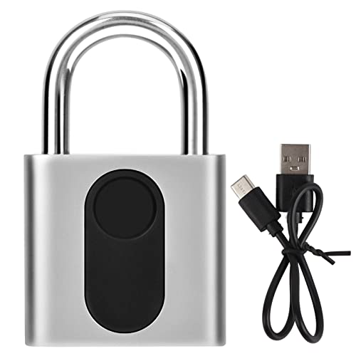 指紋南京錠 電子ドアロック 指紋認証 スマートキーレス 防水セキュリティ 盗難防止 南京錠（Amazon）