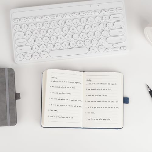 OnMove Caderno de bolso para mulheres e homens, pacote com 3, couro A6, capa dura, com laço para can