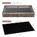 MOOCA Wooden Jewelry Display Case Tempered Glass Top Lid, Gemstone Display Case with Metal Clasp and Removable Black Luxurious MDF Velvet Jewelry Pad, Coffee Color
