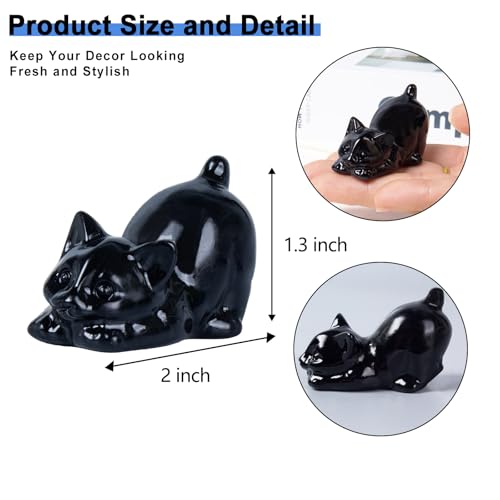 Figura de Gato de Obsidiana Negra de 2 Pulgadas miniatura 2