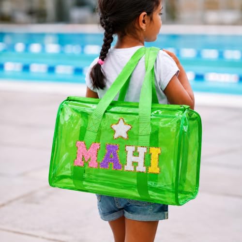 Image of AICA Personalized Name Embroidered Letters & Patch Duffle Bag for Kids Boys & Girls Age 1-18 Years Age Group (Green) | Gift for Boys Girls Kids