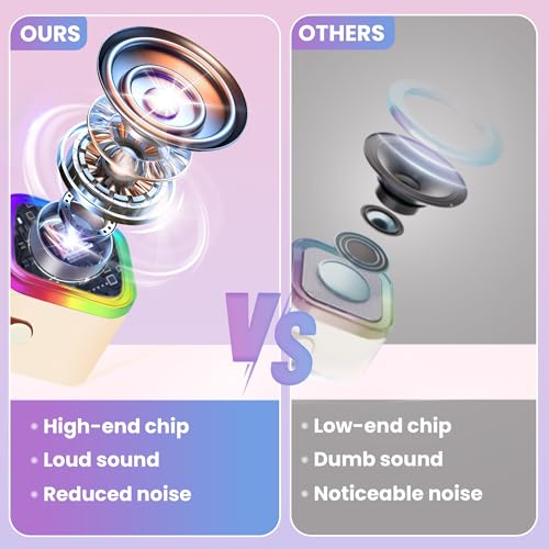 Mini Karaoke Machine for Kids Adults, UZSOMX Portable Bluetooth Speakers and 2 Wireless Microphones Song Toys with LED Light, Chritmas Birthday Toys Gifts for Girls Boys Toddler Teens (Beige 2 Mic)