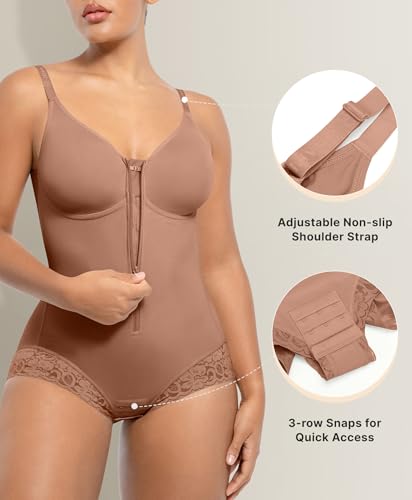Image of SHAPELLX Faja Body Shaper for Women, Zipper Shapewear Bodysuit