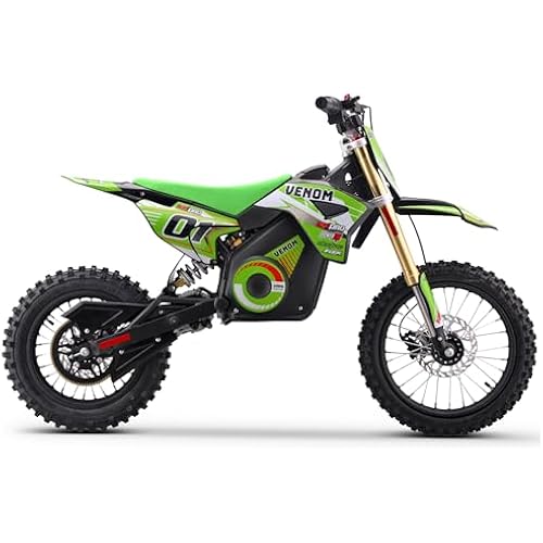 Venom 1600W Pro Electric Dirt Bike 48V Lithium Battery | Advanced Speed Governor | Hydraulic Disk Brakes | MID-Size, Green