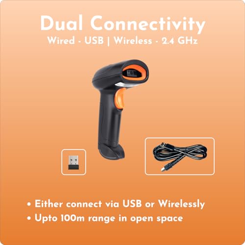 Image of PX40 Wireless 2.4GHz 2D & 1D Barcode Scanner (QR Code & Barcode) | Wired & Wireless(Rechargeable) Connectivity | Strong ABS Body | 1 Year Warranty