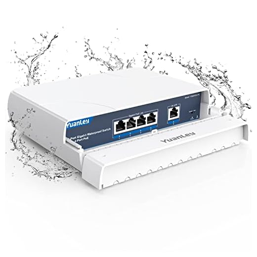 YuanLey 4-Port PoE Switch Gigabit Wasserdichter Outdoor Ethernet Unmanaged Netzwerk Switch mit VLAN Funktion, 78W Built-in Power, IEEE802.3af/at Support und Plug & Play, Außeneinsatz