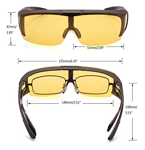 Bestum Headlight Night Vision Driving Glasses Wraparounds Polarized Sunglasses (Matte black)4