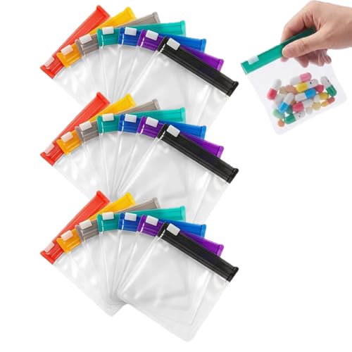 Image of Waterproof Pill Pouch Set, Self Sealing Medicine Bags, 7-14 Days Travel Pill Organizer, Water-Resistant Pill Pouch Set for Medicine Vitamins Small Items Daily Use (21 Pcs)