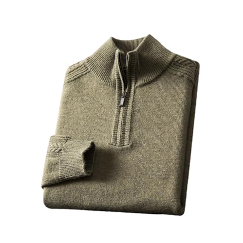 Men's Half Zip Wool Cashmere Pullover - Winter Fashion Knit Clothing