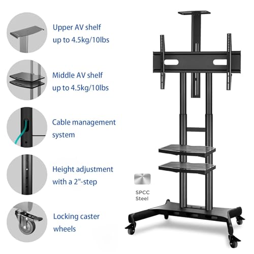 Soporte móvil para TV con ruedas para pantallas de 32 a 75 pulgadas miniatura 4