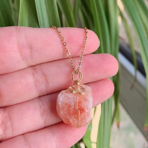 天然石ペンダントネックレススモールロッククォーツ振り子アメジストシトリン蛍石ピンククリスタルネックレス女性用,サンストーン