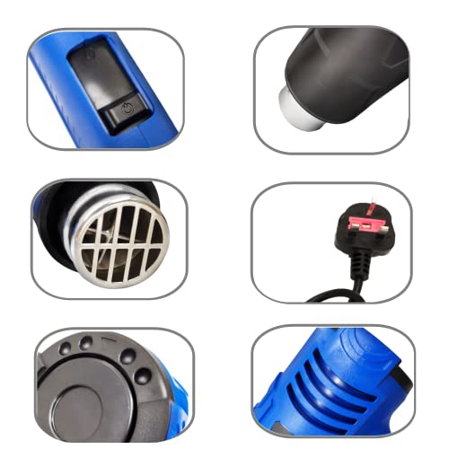 2000W Heat Gun with 3 Accessories– 2 Heat Settings: 300°C & 600°C – for Crafts, Resin, Paint Stripping, PVC Heat Shrinking, DIY Home Improvement 4 2000W Heat Gun with 3 Accessories– 2 Heat Settings: 300°C & 600°C – for Crafts, Resin, Paint Stripping, PVC Heat Shrinking, DIY Home Improvement - Image 4