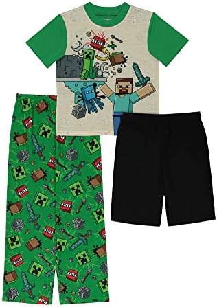 Minecraft Boys' Cotton Pajama Set, Boom Stick, 10