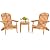 Tangkula 3 Pieces Adirondack Chair Set, Outdoor Wood Furniture Set with 2 Folding Lounge Chairs & Side Table, Widened Armrest, Slatted Design, All Weather Conversation Set for Garden Patio Backyard