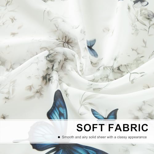 Leeva Extra Wide Sheer Valance Curtains, Butterflies Print Waterfall Swag with Decorative Bead Tassels, Breathable Light-Filtering Voile Sheer for Windows Living Room Nursery, 79" x 43" by Leeva - Image 7