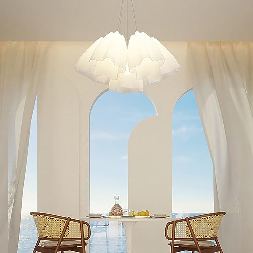 Chandelier acrylique moderne blanc dimmable 7-light grand format