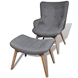sillon con reposapies incorporado sillon reclinable Color: Gris Furnituredeals Sillon con Diseno de Cubo Sillon con Taburete reposapies Tela Gris Sillon reclinable