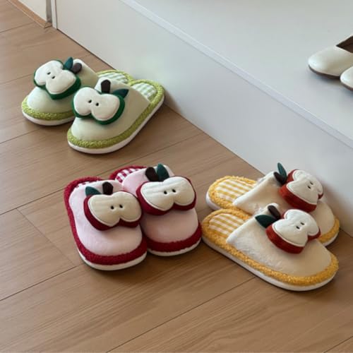 Women Cute Apple Fuzzy Slipper Comfortable Winter House Slippers Shoes Funny Slipper4