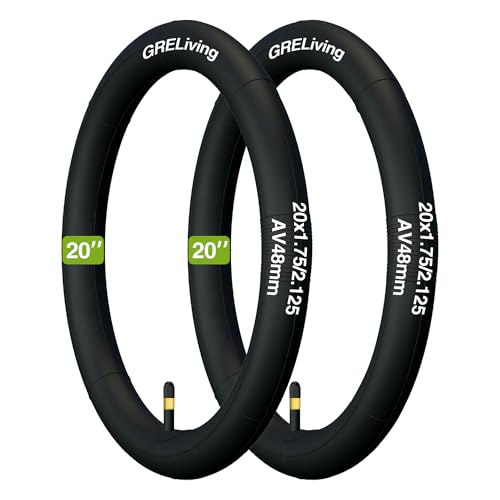 GRELiving 2er-Pack 20Zoll Schlauch 20x1.75/2.125 AV48mm Ventil kompatibel 20 Zoll Fahrradschlauch/Elektrofahrrad Schlauch 20x1.75/2.125