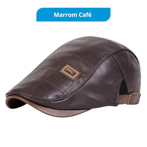 Boina Italiana Masculina em Couro Sintético Clássico Confortável e Elegante para Todas as Ocasiões C