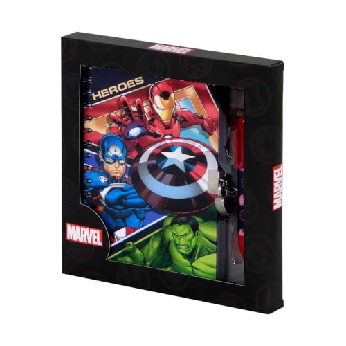 Marvel Avengers Battle-Pack de Journal A5 + Stylo 6 Couleurs, Bleu