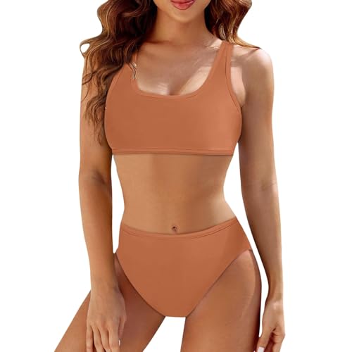 Generisch Conjunto de dikini para mujer, push up, sexy, traje de baño de dos piezas, traje de baño, ropa de playa, parte superior del bikini, abdomen, conjunto de bikini deportivo para mujer, dorado,
