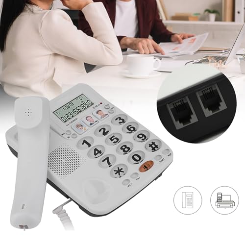 Schnüres Telefon mit Eingehender Anrufanzeige, Letzte Nummer Redial, 2-Zeilen-Kordeltelefon für Zuhause/Büro