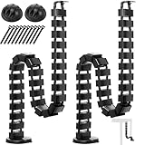 Yaomiao 2 Pack Under Desk Vertebrae Cable Management Kit Standing Desk 48 Inch Adjustable Quad Entry Flexible Cord Organizer with Ties, Stick-on Clips Cable Management Set for Home User Office Worker