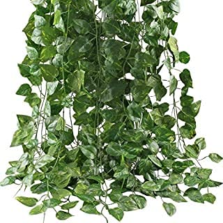 Artificial Money Plant Creeper/Artificial Money Plant for Outdoor Indoor Home Office Balcony Gallery Garden (Color:- Green,6 feet) (8)