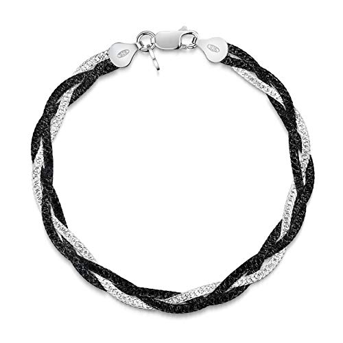 Amberta Collar Para Mujer En Plata De Ley 925 Eslabon Herringbone 5 Mm Longitud 45 Cm Multicolor B 223192