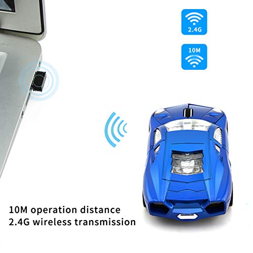 Firstmemory Wireless Car Mouse, 2.4G Cool Sport Race Car Shaped Mouse Wireless Optical Car Computer Mouse,1600 Dpi For Pc Laptop Desktop (Blue) #TOP2